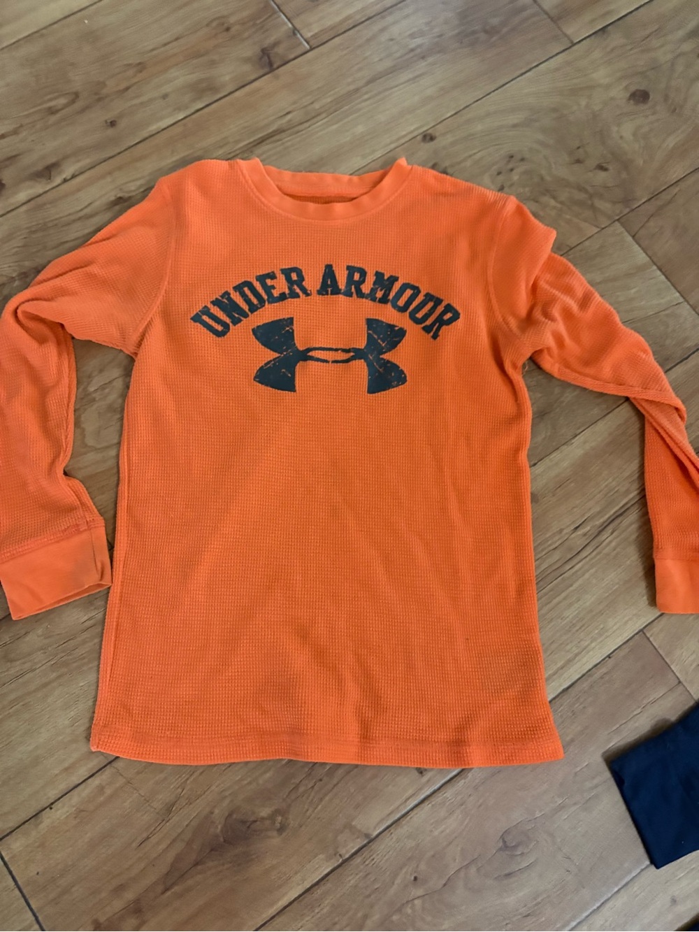 Under Armour Kids Orange Long-Sleeve Waffle Knit Tee with Logo
